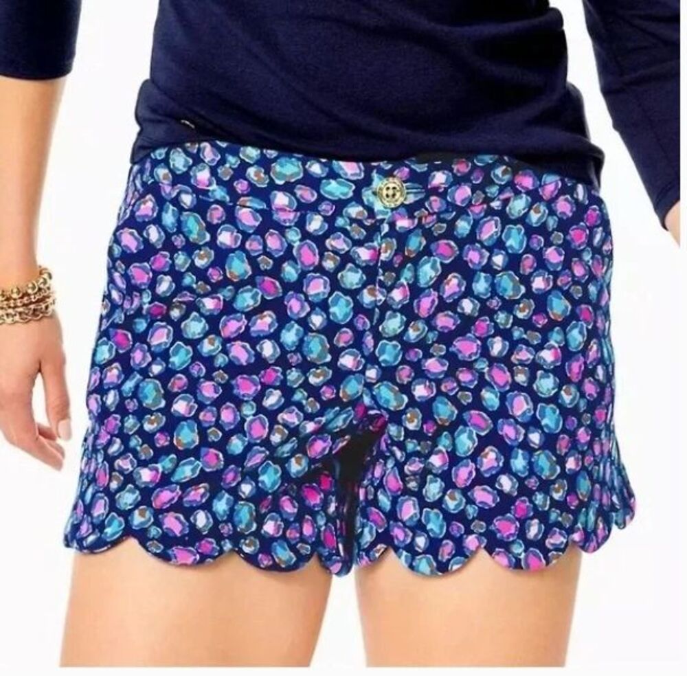 Lilly Pulitzer Short Buttercup Knit Scallop Seabreeze Blue Low Tide Navy 14